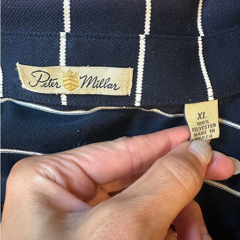 Vintage Peter Millar Navy/White Striped, Short Sleeve, Golf Polo- XL - Picture 5 of 9
